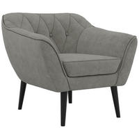 KRESLO PIRS - Sivá Štruktúrovaná látka - Čierne nohy - čierna/sivá, kompozitné drevo/textil (80/75/74cm) - MKS