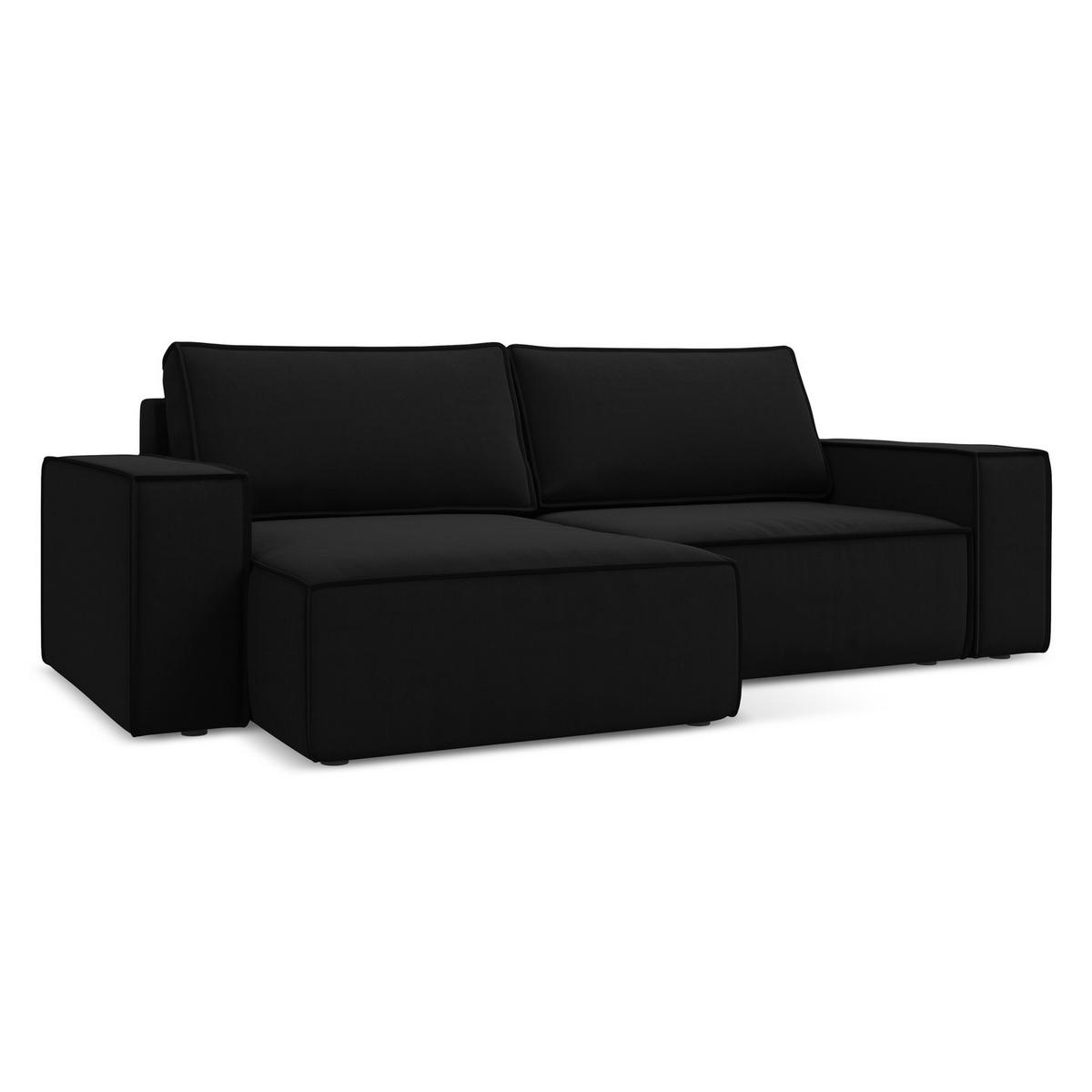 ECKSOFA mit Schlaffunktion Samt Stoff Schwarz - Schwarz, Kunststoff/Textil (148/257cm) - LaMiaSofa