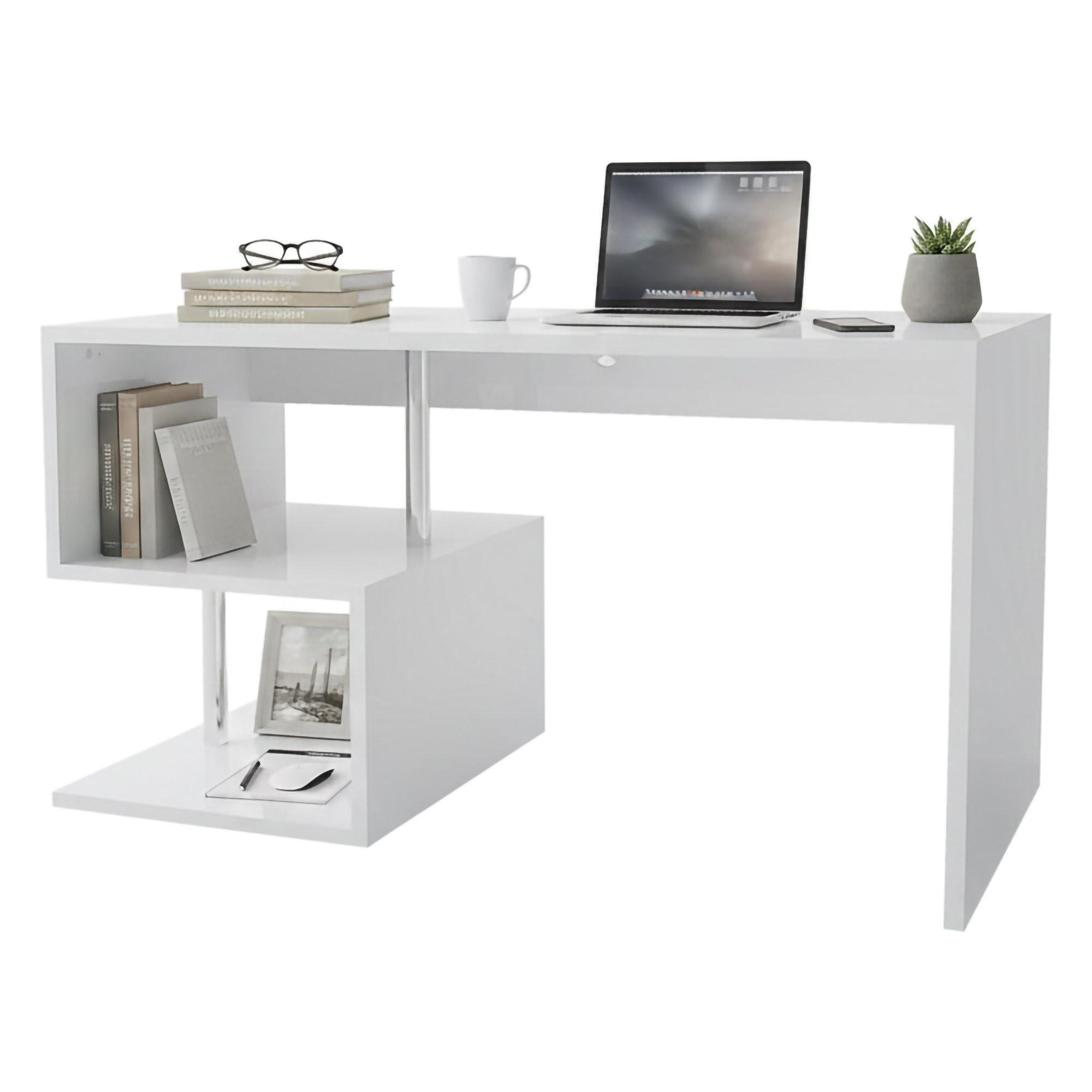 SCHREIBTISCH Glänzendes Weiß 60/140/78 cm - Weiß, Holzwerkstoff (60/140/78cm) - DMORA
