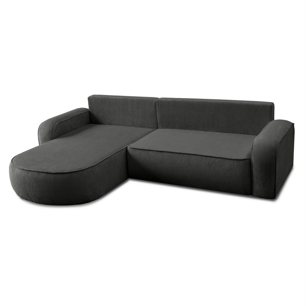 ECKSOFA VENUS mit Schlaffunktion und Bettkasten, Poso 34 - Dunkelgrau, Textil (275/178cm) - Lookway
