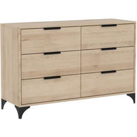 KOMMODE Home mit 6 Schubladen, 120 cm, mit Griffen, eiche Artisan - Schwarz/Eiche Artisan, Holzwerkstoff (120/80/40cm) - Beautysofa