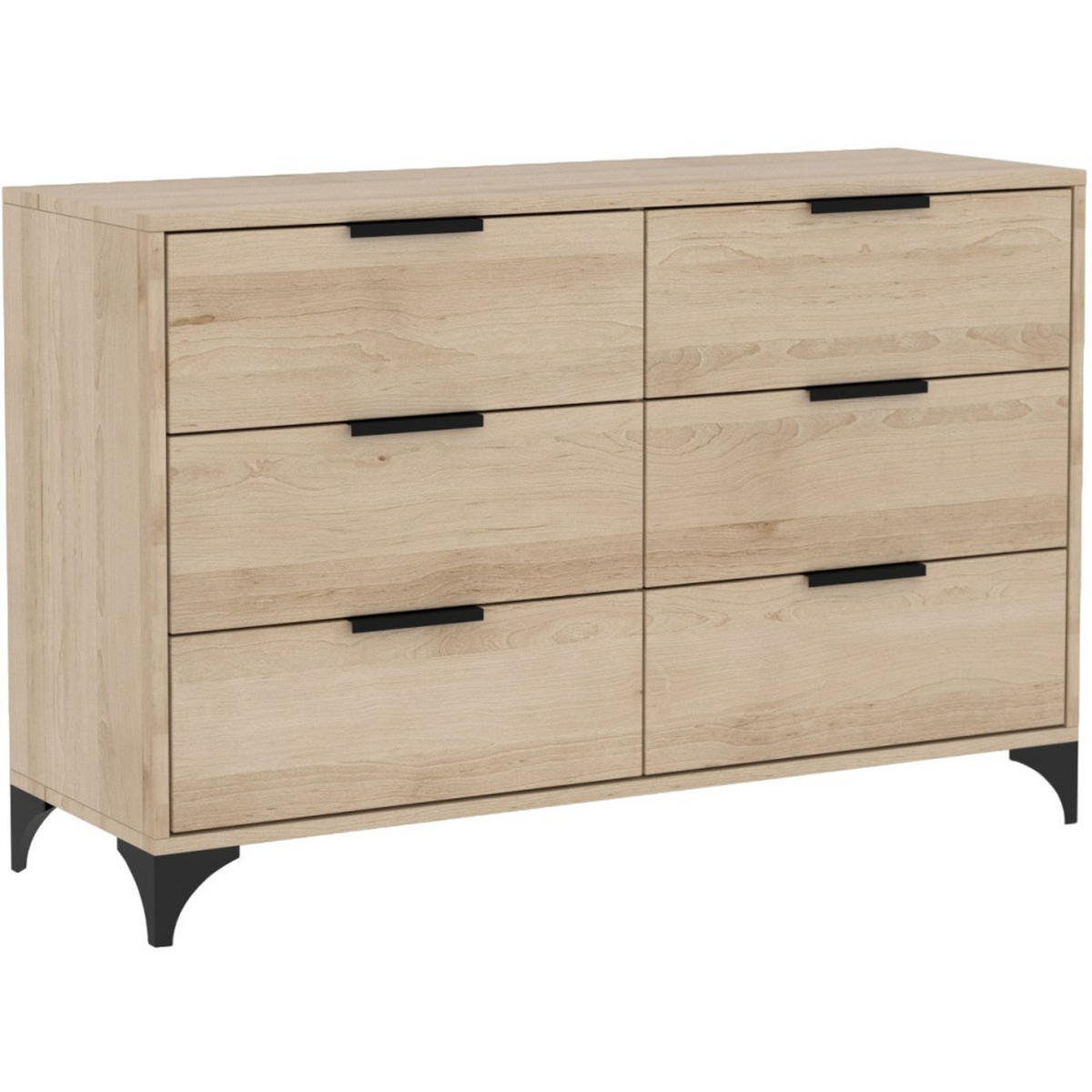 KOMMODE Home mit 6 Schubladen, 120 cm, mit Griffen, eiche Artisan - Schwarz/Eiche Artisan, Holzwerkstoff (120/80/40cm) - Beautysofa