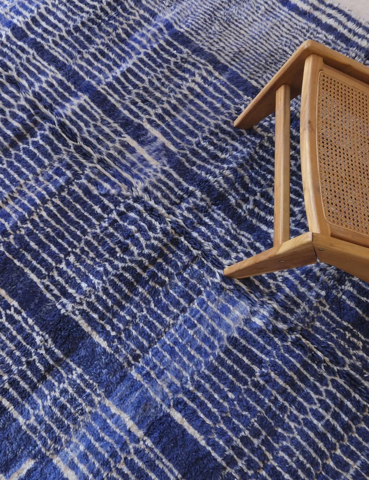 BERBERTEPPICH modern Design aus reiner Wolle 200x 300 cm - Blau, Naturmaterialien (200/300cm) - AFK Living