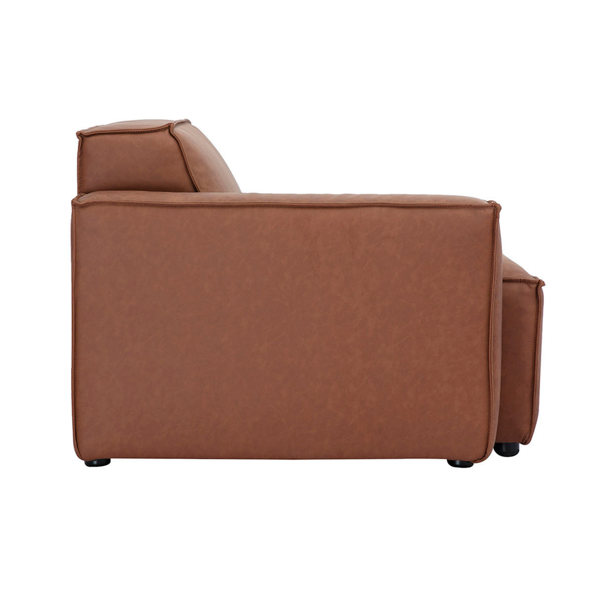 ECKMODUL Links Braun Leder SPLIT - Braun, Textil (101/70.5/101cm) - Miliboo