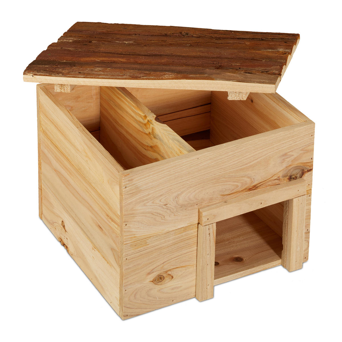 IGELHAUS Natur Tannenholz 22,5x32x27 cm - Hellbraun, Holz (32/22.5/27cm) - Relaxdays
