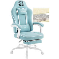 GAMINGSTUHL mit Taschenfederkissen, Netzstoff, Hellblau - Weiß/Hellblau, Textil/Metall (70/125.5/70cm) - Woltu