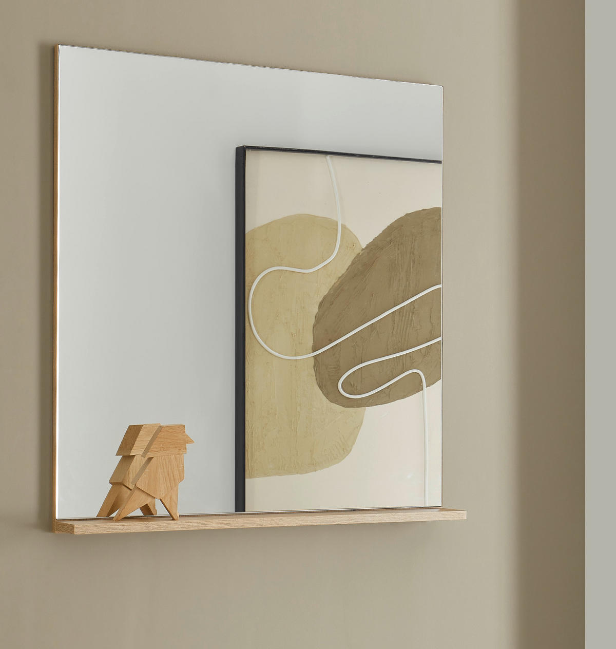 GARDEROBENSPIEGEL Evoke Eiche 75 cm, Wandspiegel mit Ablage - Eichefarben, Glas/Holzwerkstoff (75/80/10cm) - Furn.Design