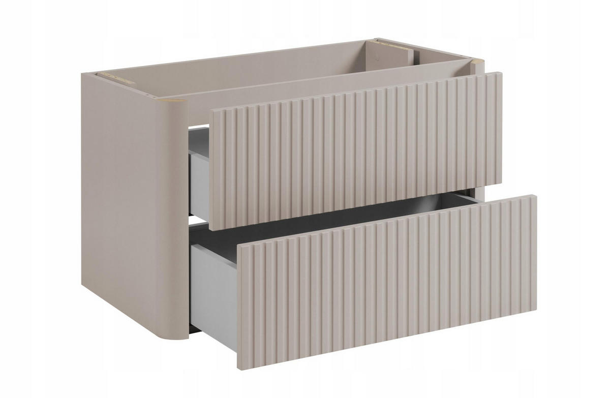WASCHBECKENUNTERSCHRANK LINEA hängend geriffelt Kaschmir matt 80/48/44 cm - Kaschmir, Holzwerkstoff (80/48.4/43.7cm) - Rodan