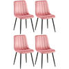 STUHL 4er Set Samt Pink - Pink/Schwarz, Textil/Metall (45/88/53cm) - CLP