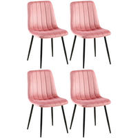 STUHL 4er Set Samt Pink - Pink/Schwarz, Textil/Metall (45/88/53cm) - CLP