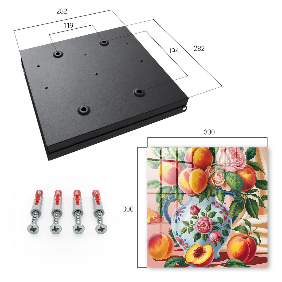 SCHLÜSSELBOX Schwarz 30x30 cm- Türöffnung nach rechts - Stillleben - Orange, Metall (30/30/5cm) - TULUP