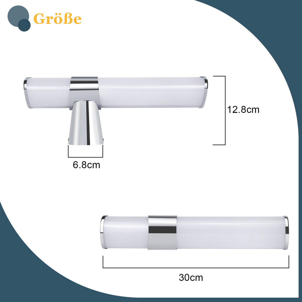 SPIEGELLEUCHTE Wiesbaden(2er-set) 30/6.8/12.8 cm - Chromfarben, Kunststoff (30/6.8/12.8cm) - Nettlife