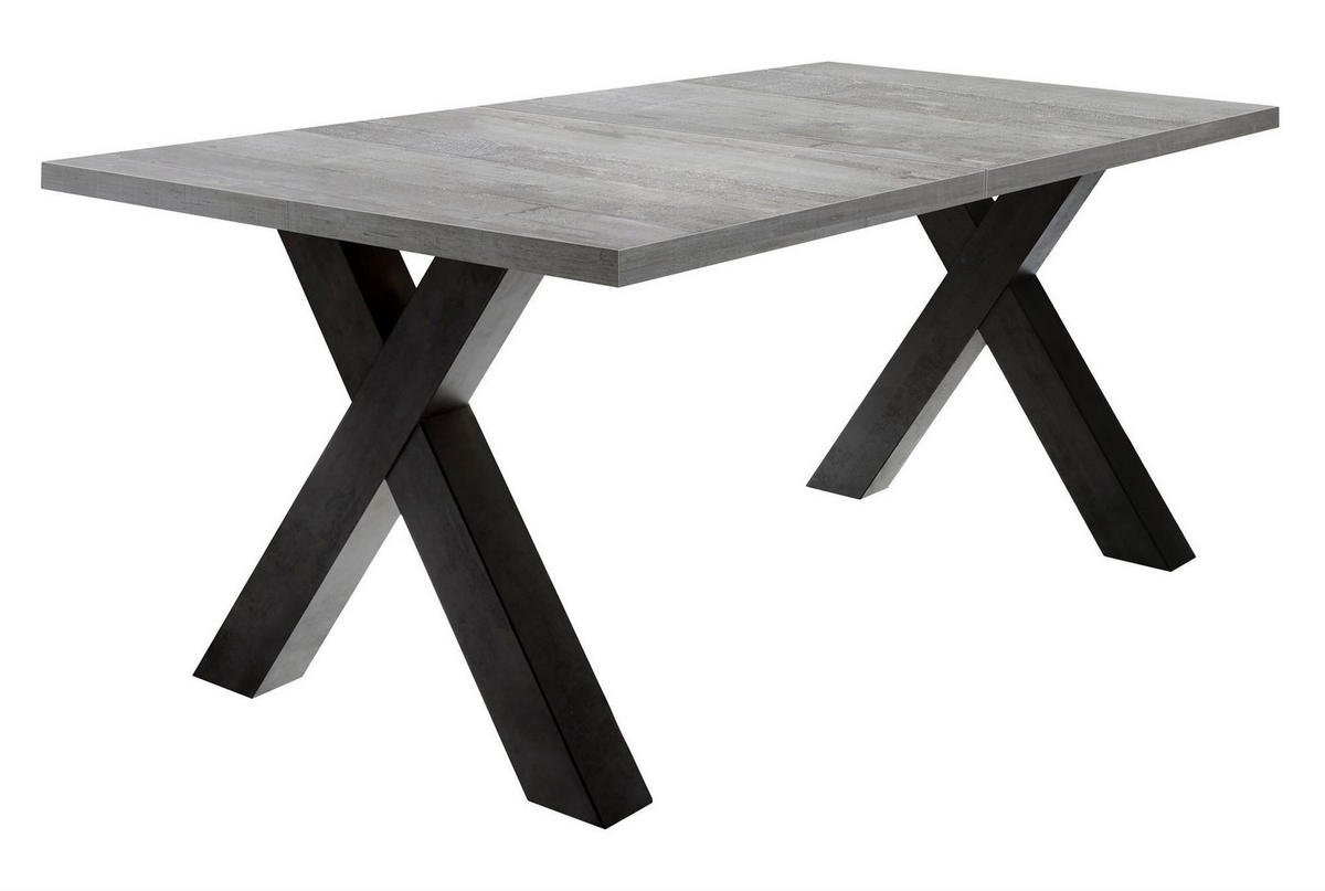 ESSTISCH ausziehbar Eike 7 140 x 90 x 75 Esszimmertisch Schwarzstahl/Beton - Hellgrau, Holz (140/90/75cm) - 58aufmkessel