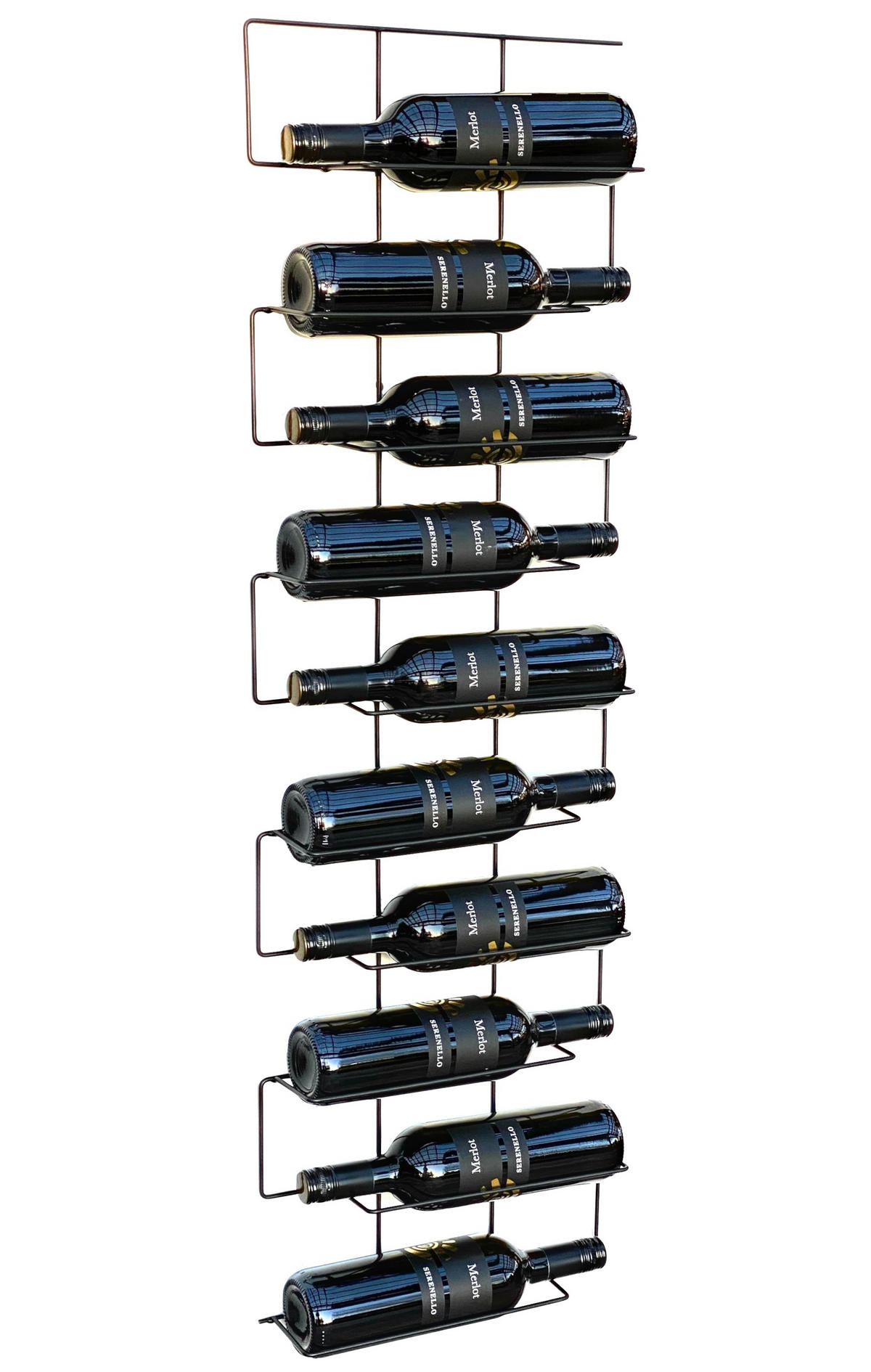 WEINREGAL für 10 Flaschen Metall Wand Schwarz 96136 - Schwarz, Metall (33/105/7.5cm) - DanDiBo