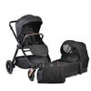 KOMBIKINDERWAGEN Macan 2 in 1 schwarz Babywanne Sportsitz Tasche PU-Räder Gurt - Schwarz, Metall (103/60/105cm) - Cangaroo