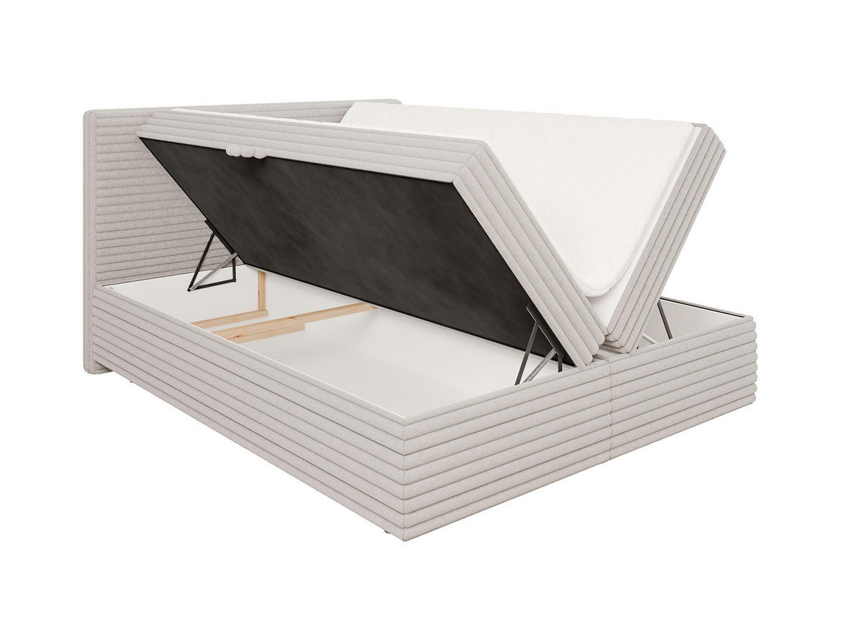 BOXBETT Roma 160/200 cm Hellgrau Plüschcord - Hellgrau/Schwarz, Holz/Kunststoff (160/200cm) - S-Style Möbel