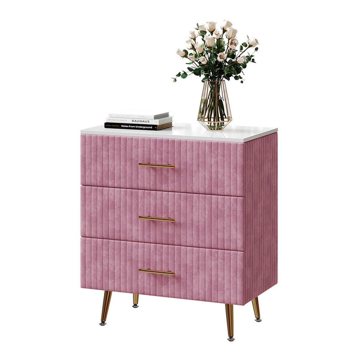 KOMMODE Velia Rosa 70 x 78.5 cm mit 3 Schubladen - Pink, Holzwerkstoff (70/78.5/39cm) - Vicco