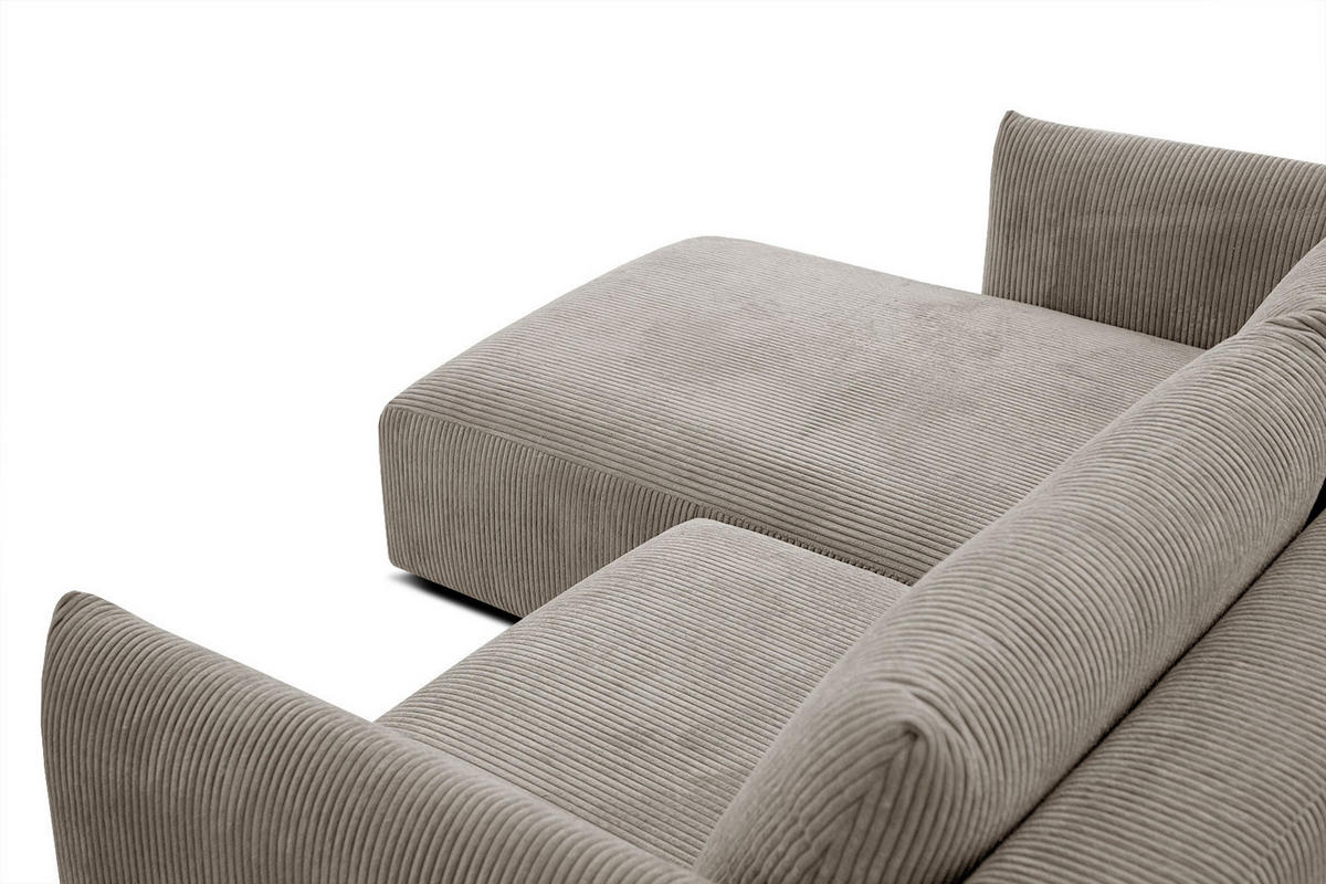 ECKSOFA TAUER 3-Sitzer, taupe - Taupe/Schwarz, Holzwerkstoff/Kunststoff (173/206cm) - Courtois Laville