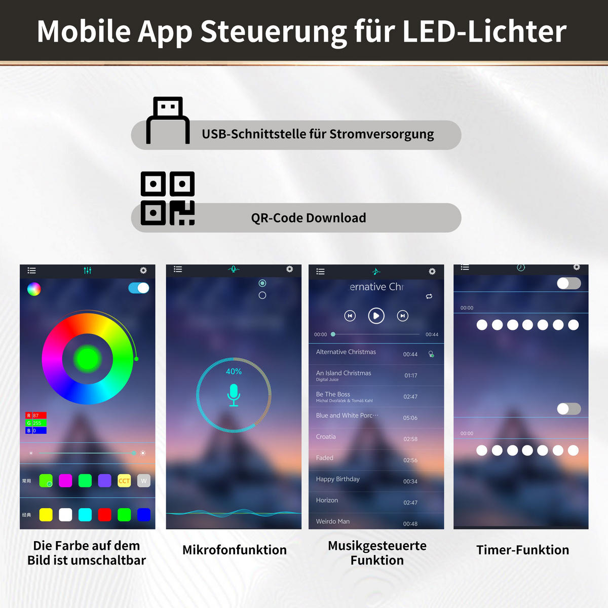 HIGHBOARD in Schwarz mit LED & Schiebetüren - Dunkelblau, Holzwerkstoff (115/174.7/40cm) - Urban Meuble