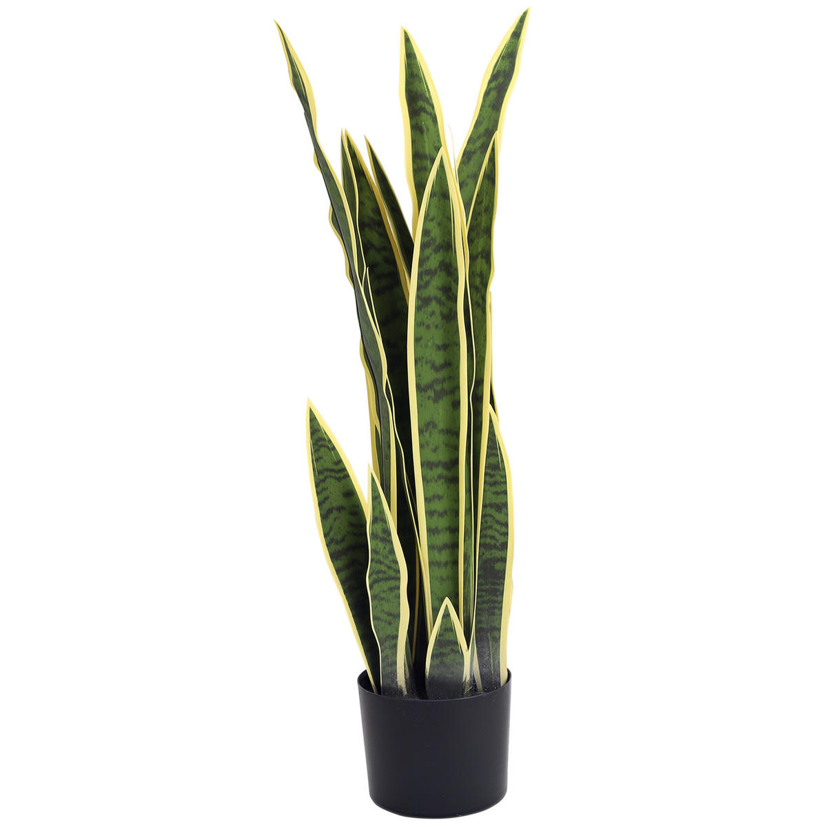 KUNSTPFLANZE, Künstliche Sansevieria, Topf, Ø15x80 cm, realistisch, Grün & Gelb - Multicolor, Kunststoff (77cm) - FORIOUS