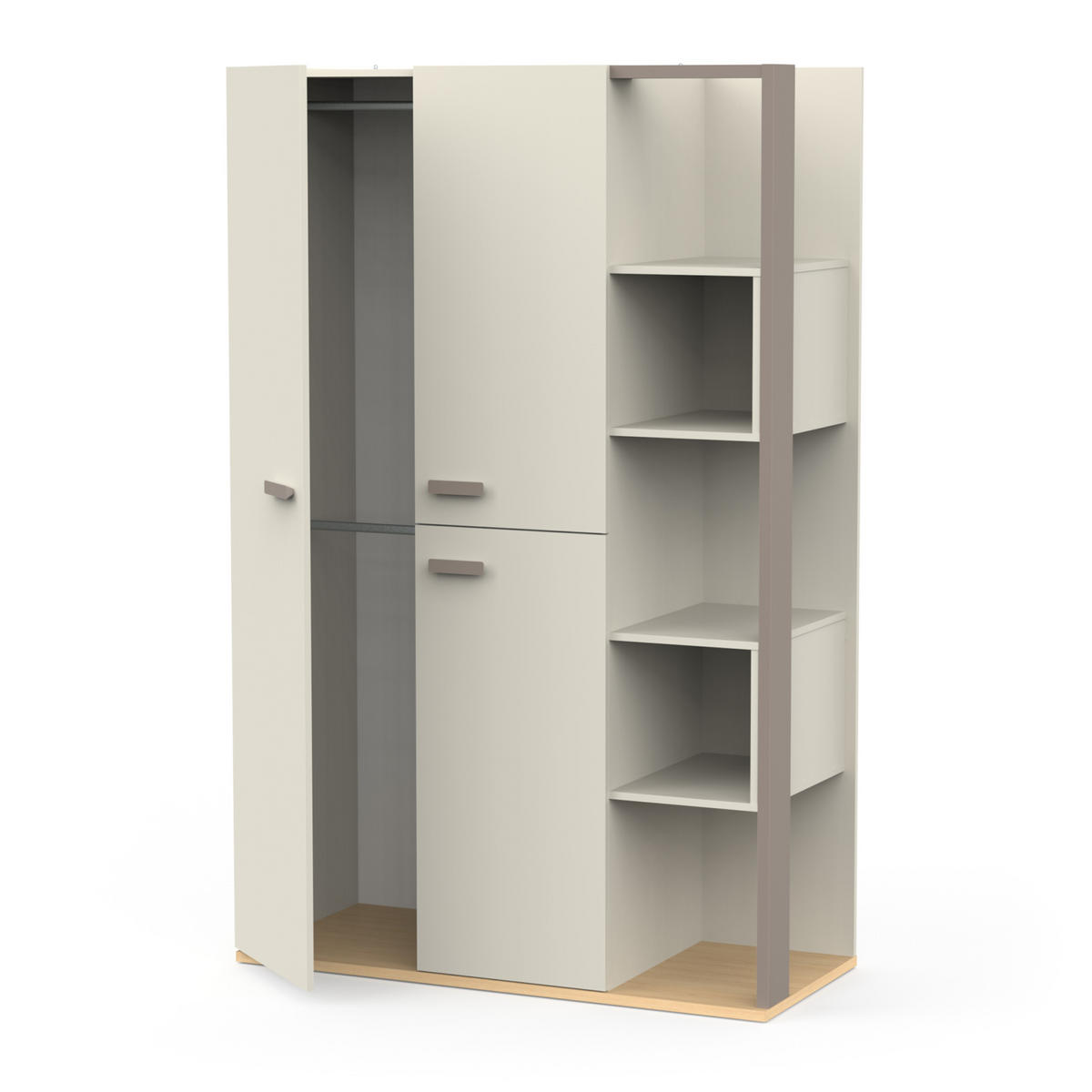 SCHRANK 3 Türen 5 Nischen - Modell CAMILLIA - Grau - 119,7 x 51,5 x 186,9 cm - Grau, Holz (51.5/186.9/119.7cm) - Demeyere