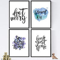 POSTER Set mit 4 glücklich und bunt ‚Traum‘ A3 Rahmenlos - Klar, Papier (29.7/3cm) - Nacnic