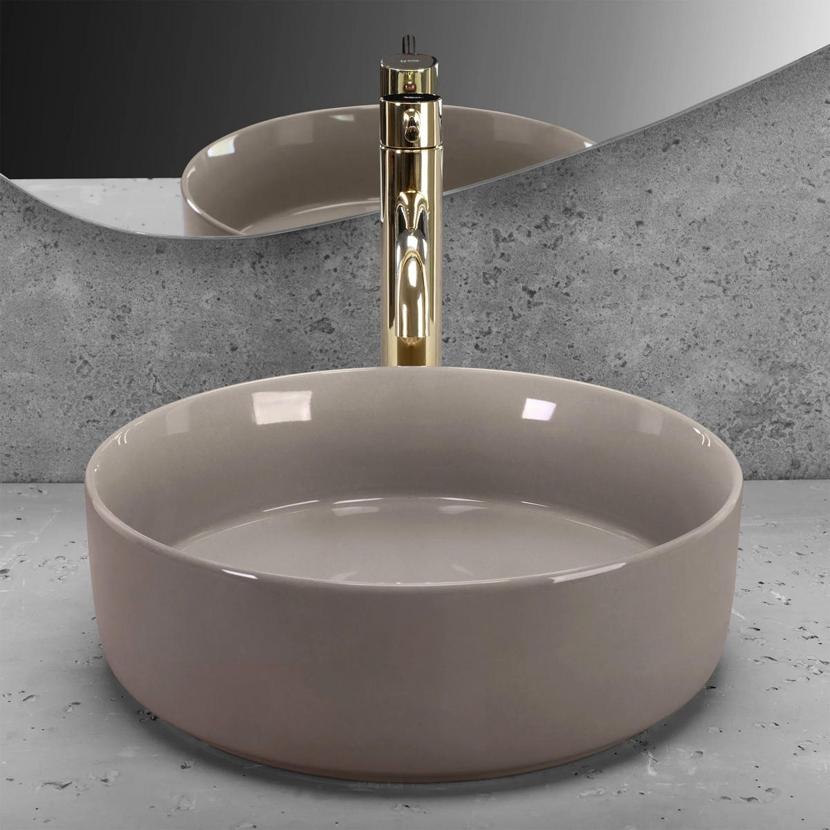AUFSATZWASCHBECKEN Rea Sami Beige Shiny - Beige, Keramik (36/11.5/36cm) - REA