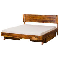 BETT mit Schublade Massivholz Sheesham 180 x 200 x 98 hellbraun MAILAND #145 - Braun, Holz (180/200cm) - Massivmoebel24