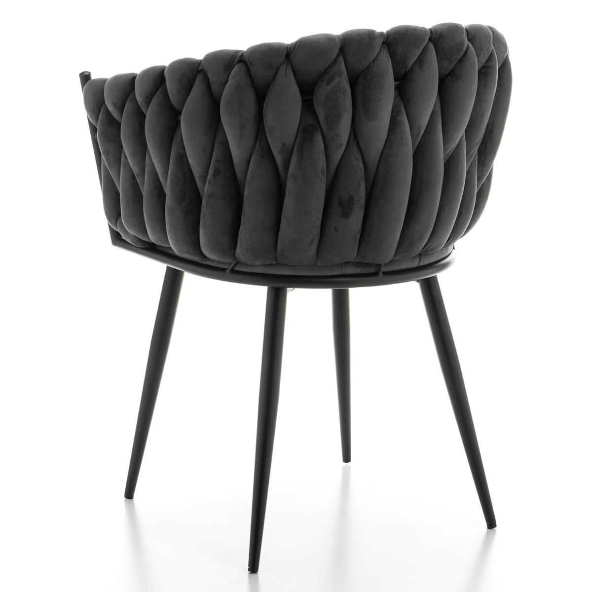 STUHL LATINA gepolstert mit Steppung - grau - Samt Velours - Schwarz/Grau, Textil/Metall (60/83/55cm) - NEW HOME