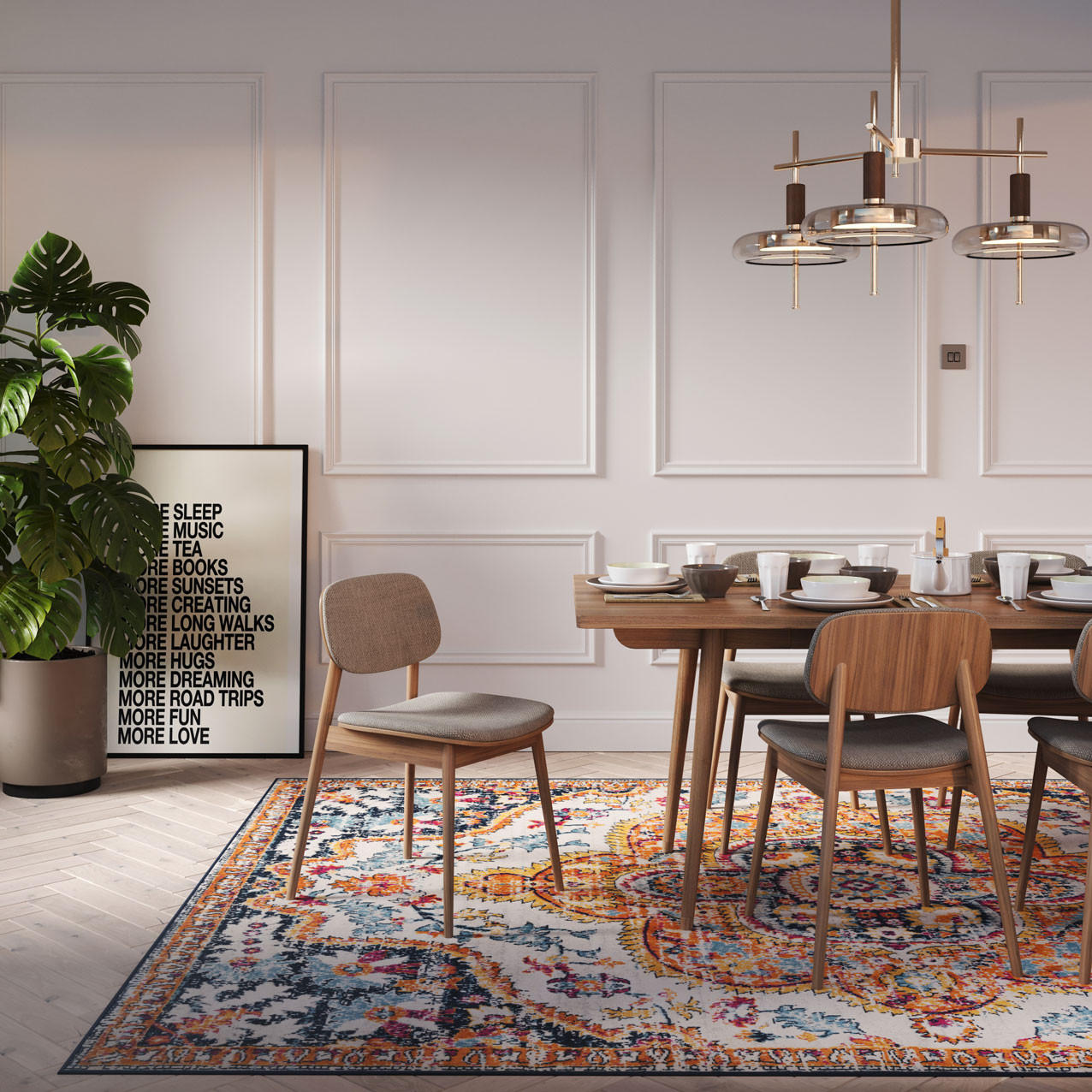 VINTAGE-TEPPICH Joyful Multi - Türkis, Textil (60/240cm) - Kukoon Rugs