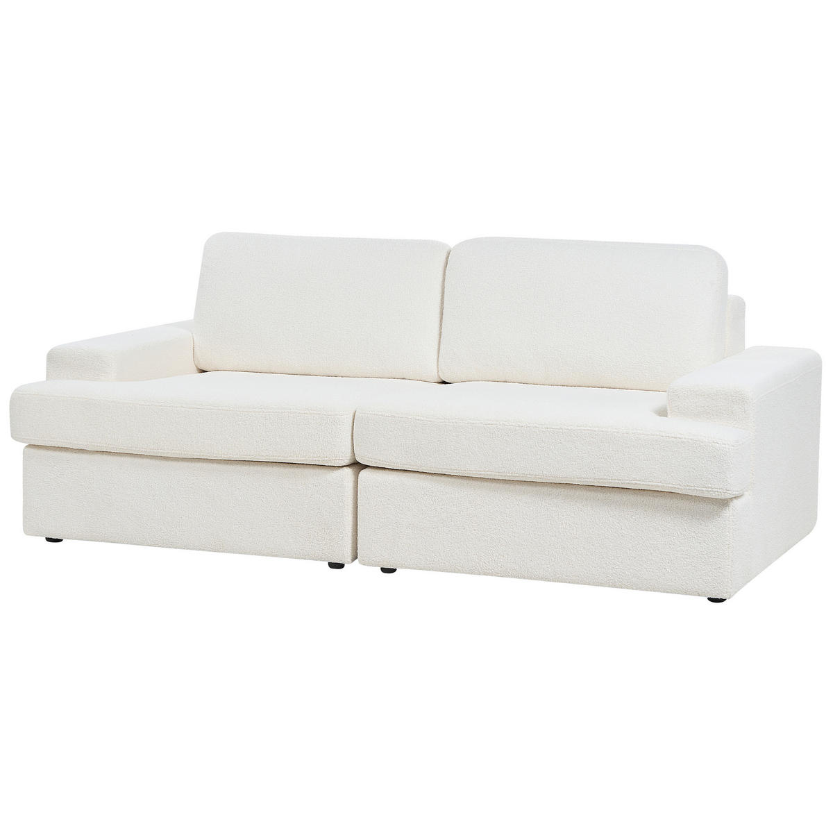 3-SITZER-SOFA Bouclé cremeweiß Alla - Weiß, Textil (208/86/112cm) - Beliani
