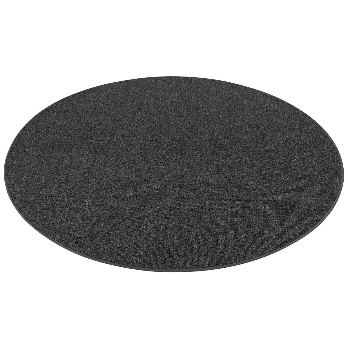 FEINSCHLINGEN VELOUR TEPPICH STRONG RUND - Schwarz/Grau, Textil (133/133cm) - Snapstyle