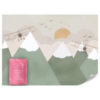 FOTOTAPETE für Kinderzimmer Berge Flugzeuge Wolken 300x210 - Beige/Orange, Papier (300/210cm) - Muralo