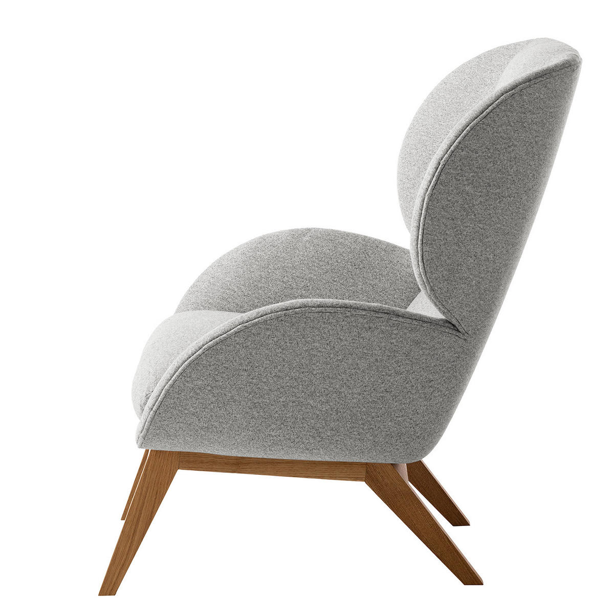 SESSEL - Eichefarben/Hellgrau, Eichenholz/Textil (82/102/90cm) - home24