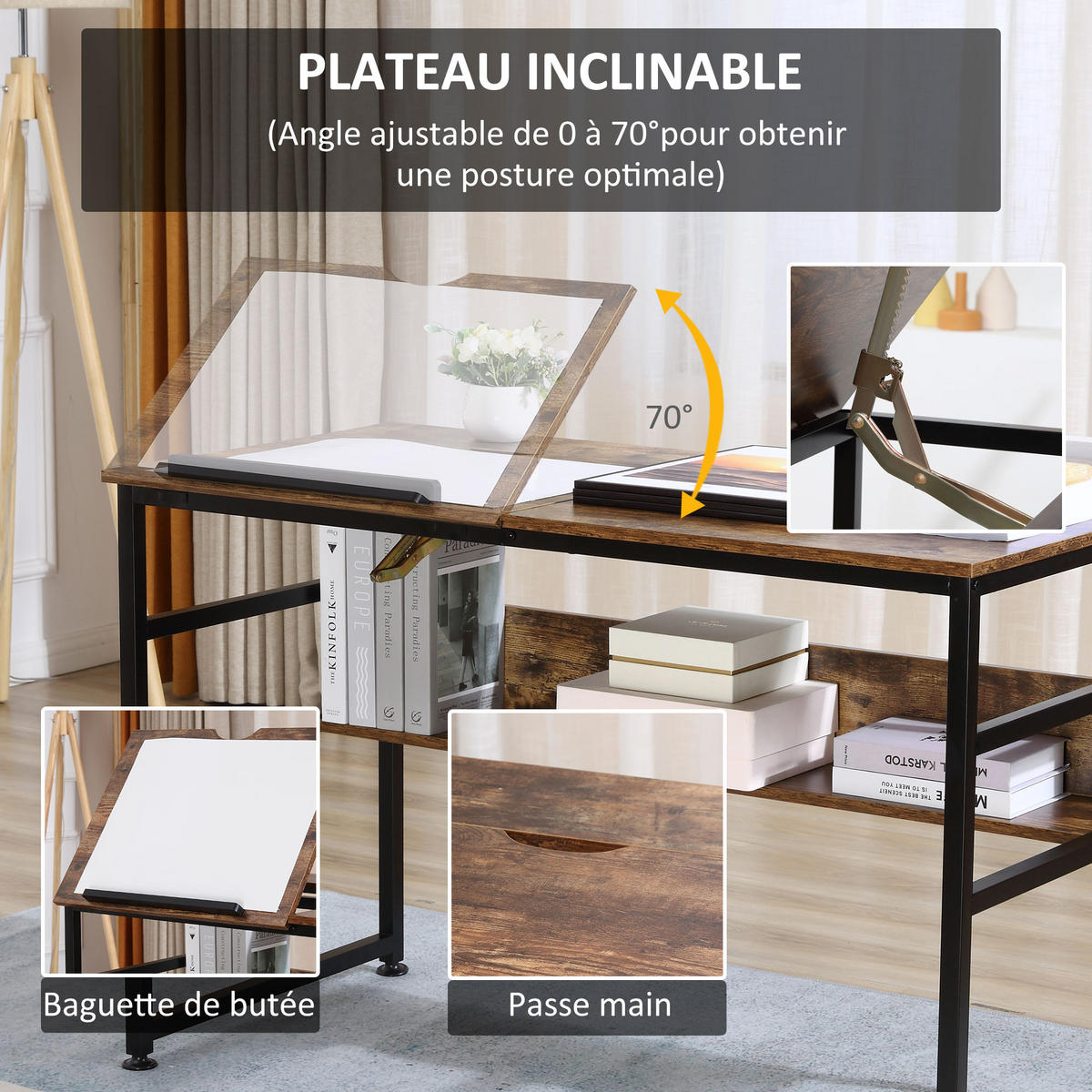BÜROTISCH Rustikales Braun 1 Stück - Braun, Holzwerkstoff (60/120/75cm) - GiPP