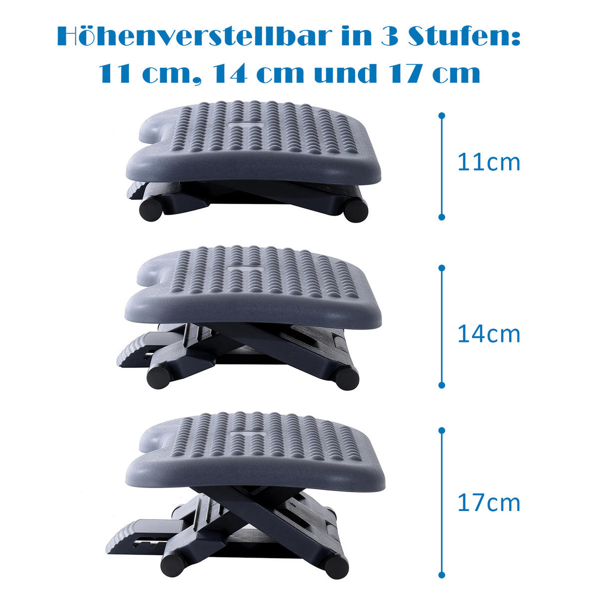 ERGONOMISCH Fußstütze Fußablage Fuß Stütze Relax Büro Neigung Höhe verstellbar - Dunkelgrau, Kunststoff (35/17/46cm) - HOMCOM