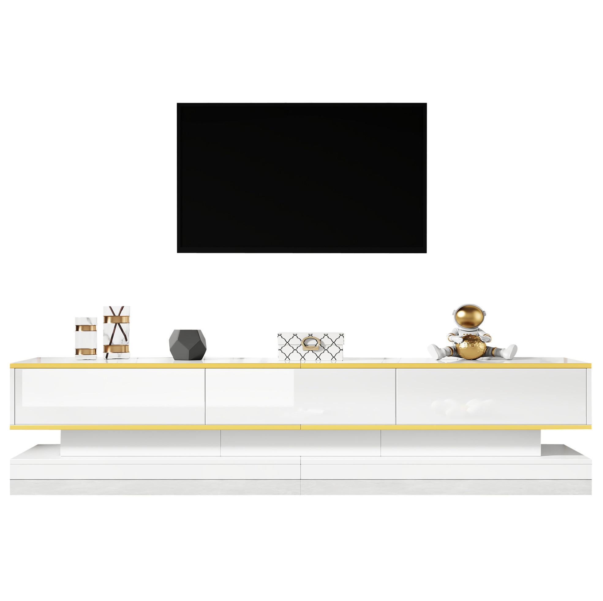 TV-LOWBOARD 200/40/40 cm mit 3 Schubladen & Push-to-Open - Weiß, Holzwerkstoff (200/40/40cm) - BEAOK