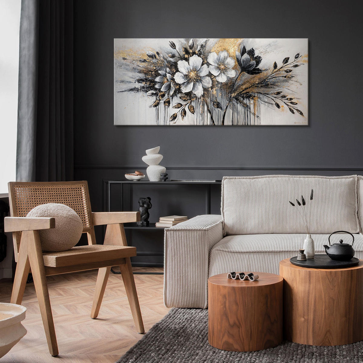 GEMÄLDE Glühen der Farben auf Keilrahmen 115x50 cm - Braun, Holz (115/50cm) - YS-art gallery
