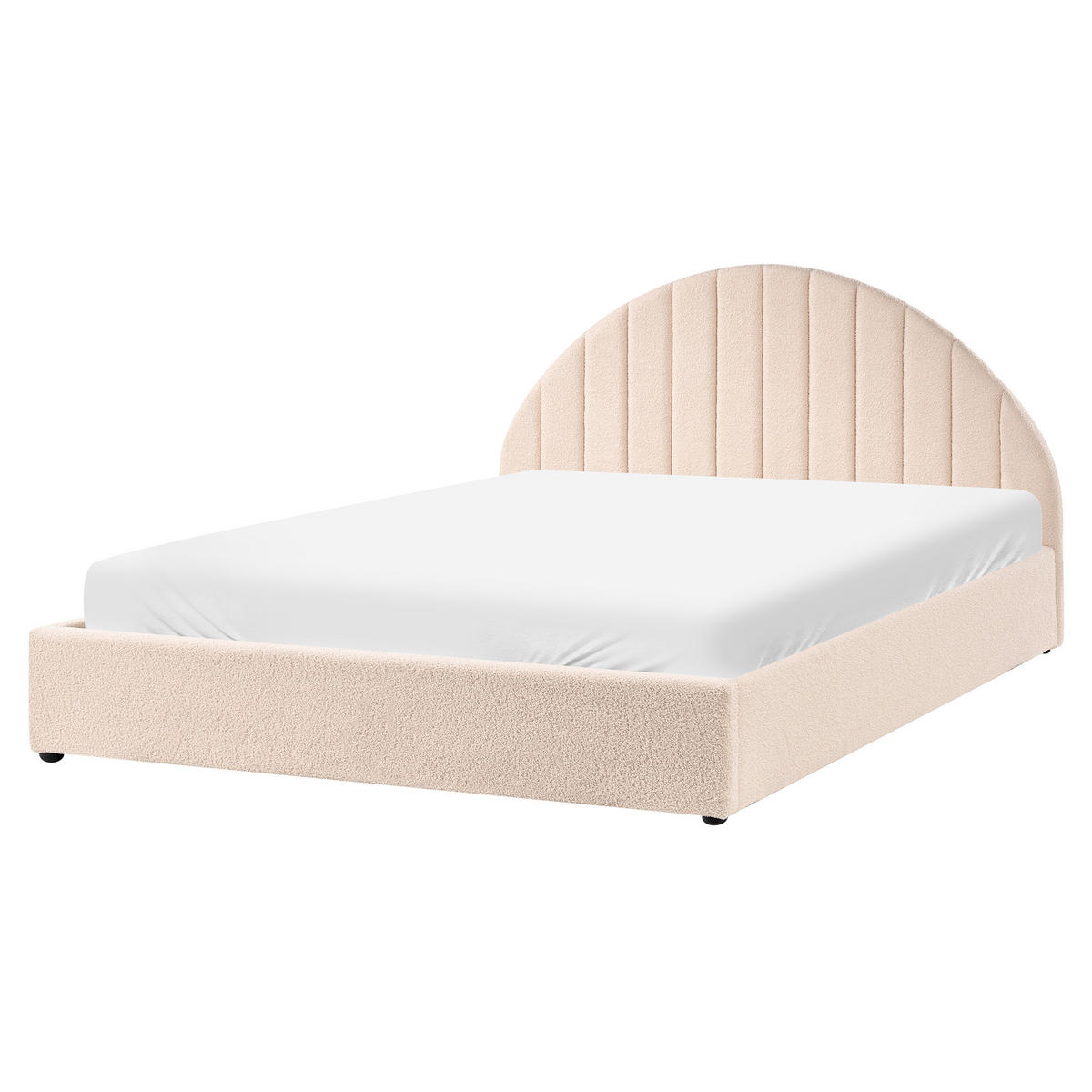 POSTELJA s prostorom za shranjevanje 160/200 bouclé svetlo bež Chadenet - bež, tekstil (160/200cm) - Beliani