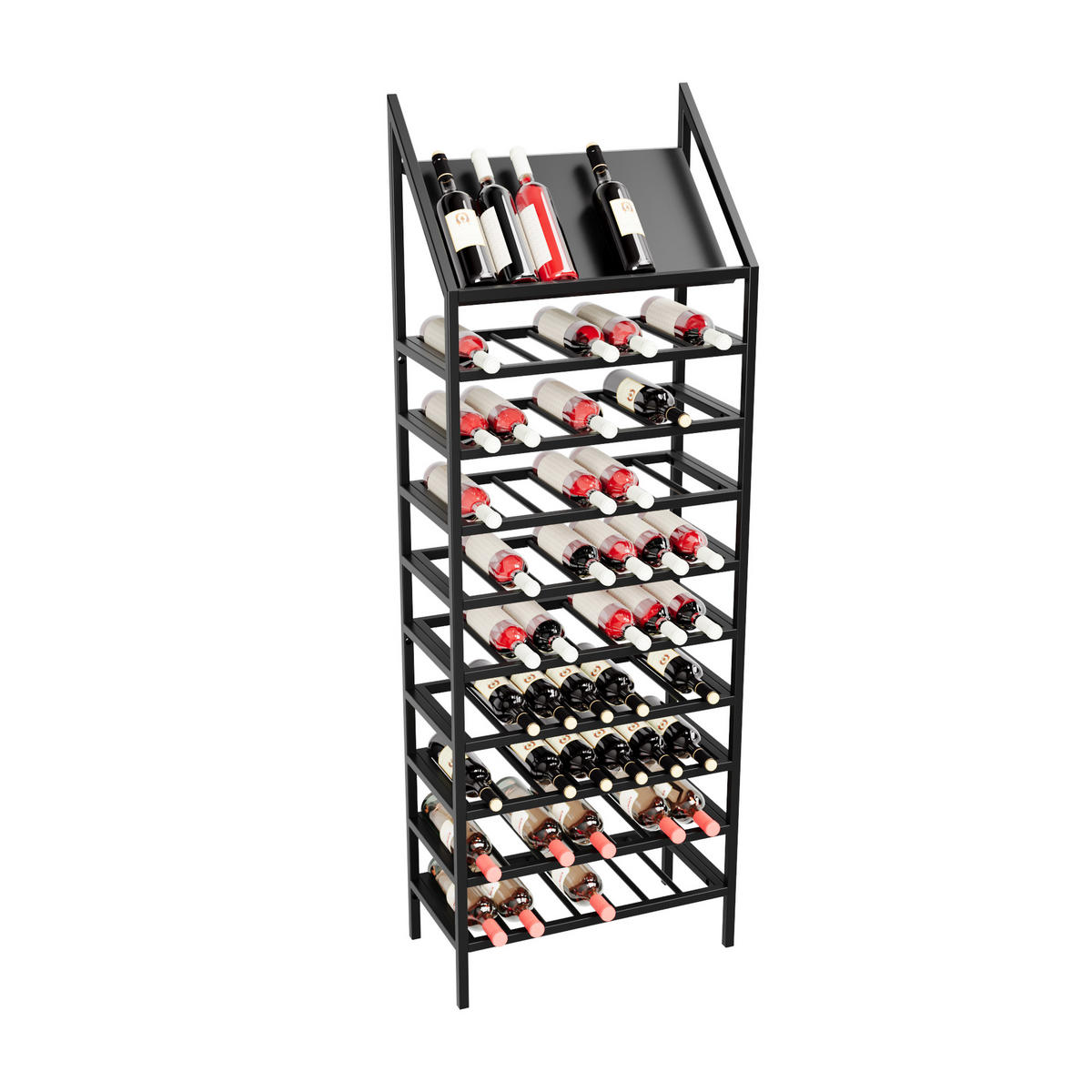 WEINREGAL für 70 Flaschen aus Metall, schwarz Napa - Schwarz, Metall (60/170/30cm) - Metalo Pro