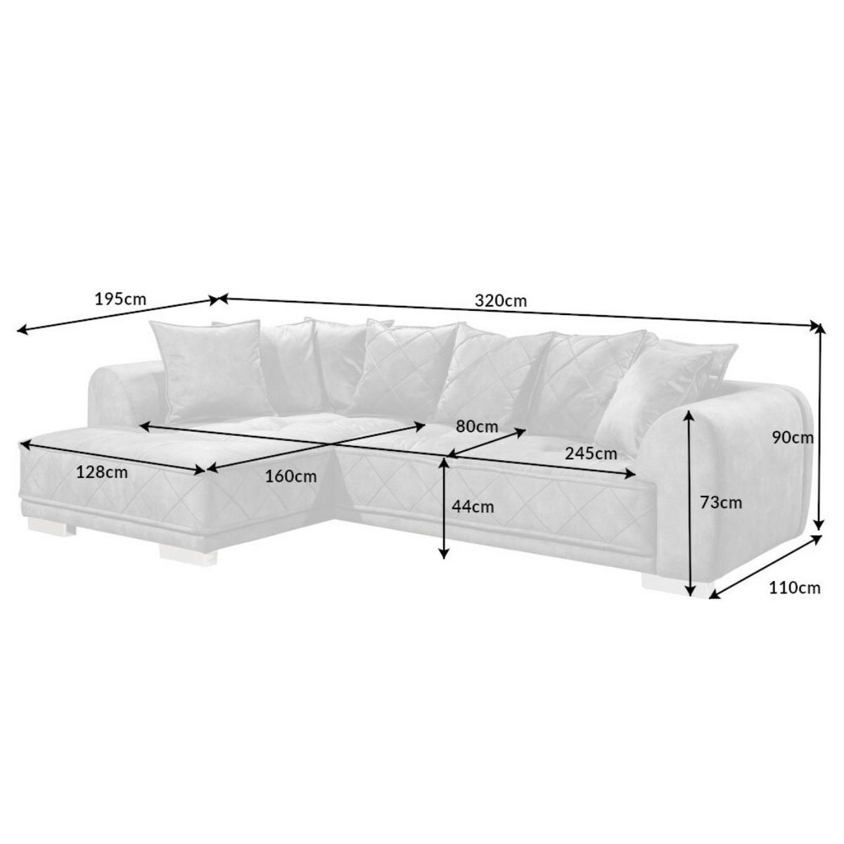 BIGSOFA INKL. KISSEN DECADENCIA Samt Silbergrau 320 cm - Silberfarben/Grau, Kunststoff/Textil (320/90/110cm) - riess-ambiente