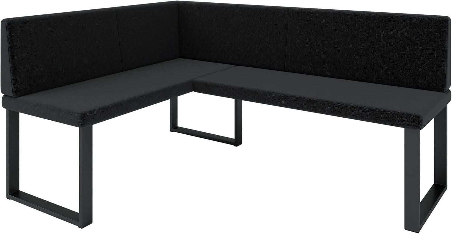 ECKBANK Alina - INARI-Stoff - 128 x 168 cm - Links - Schwarz - Schwarz, Textil/Metall (168/128cm) - AN-Moebel 4u