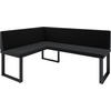ECKBANK Alina - INARI-Stoff - 128 x 168 cm - Links - Schwarz - Schwarz, Textil/Metall (168/128cm) - AN-Moebel 4u