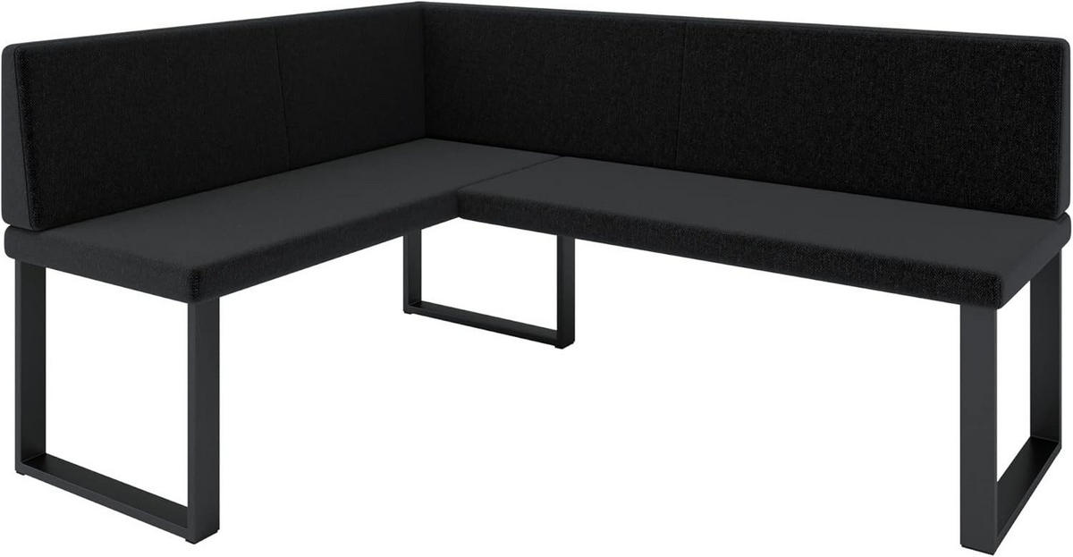 ECKBANK Alina - INARI-Stoff - 128 x 168 cm - Links - Schwarz - Schwarz, Textil/Metall (168/128cm) - AN-Moebel 4u