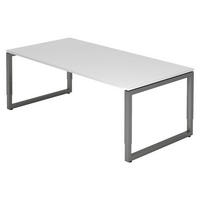 SCHREIBTISCH Serie-R 100/200/74 cm in Weiß/Graphitfarben - Graphitfarben/Weiß, Holzwerkstoff (100/200/74cm) - bümö