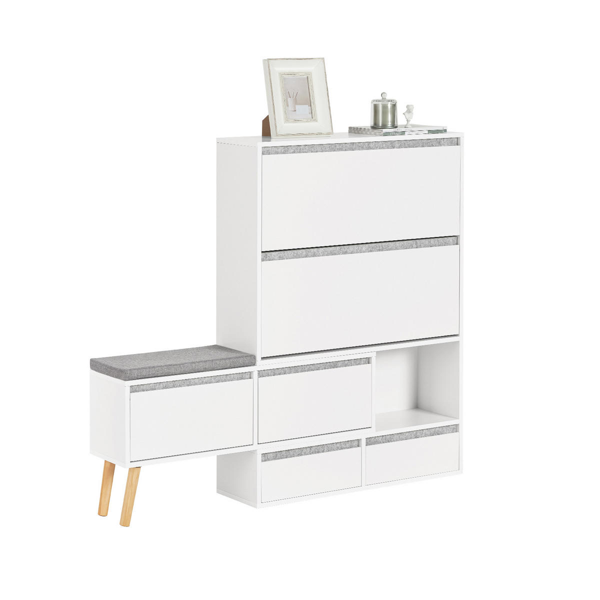 SCHUHSCHRANK Weiß - Weiß, Holzwerkstoff (92/115/24cm) - SoBuy