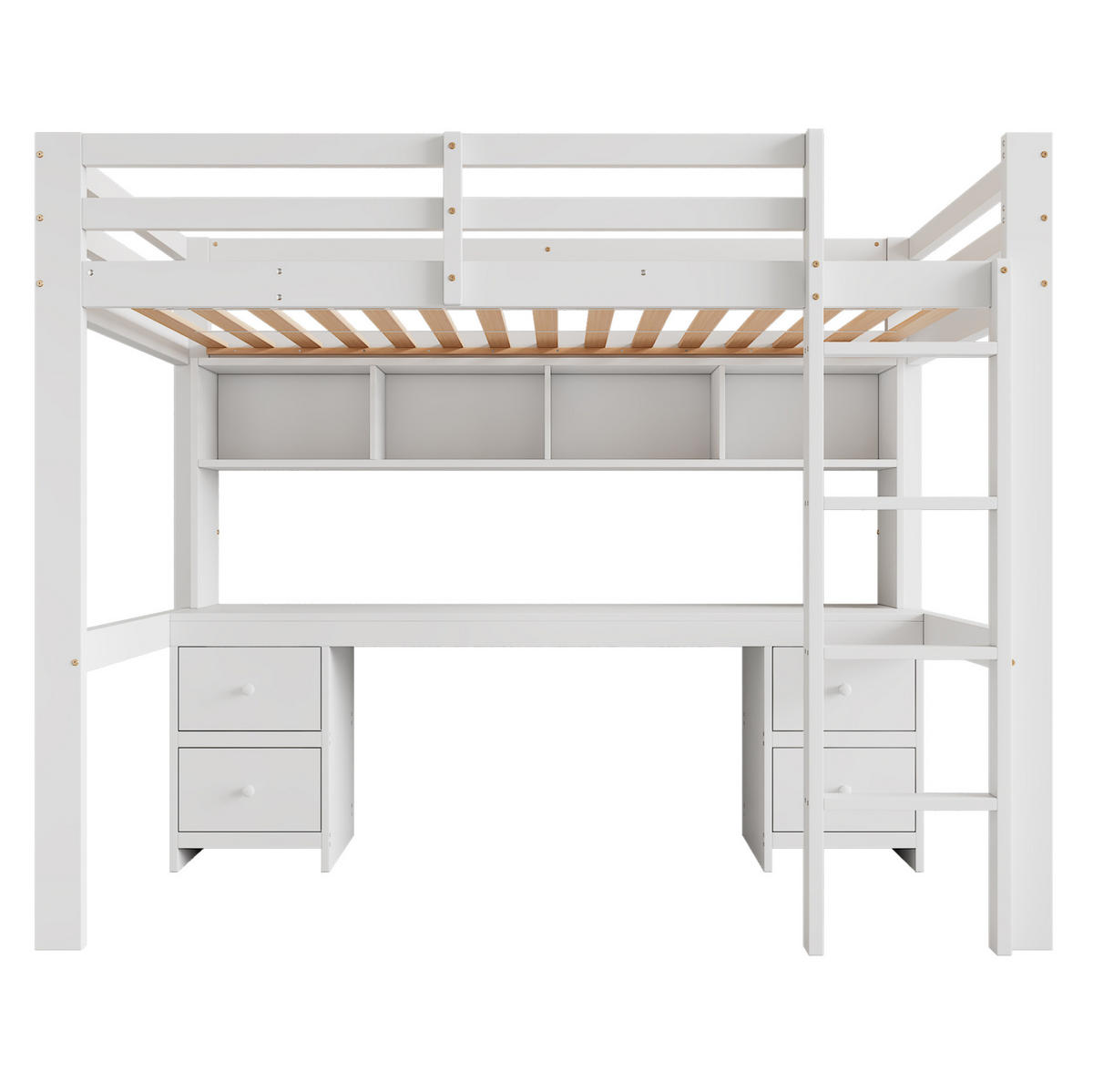 HOCHBETT 90/200 cm aus Kiefer und MDF mit Schreibtisch und Stauraum Weiß - Weiß, Holz (90/200cm) - Modenvie