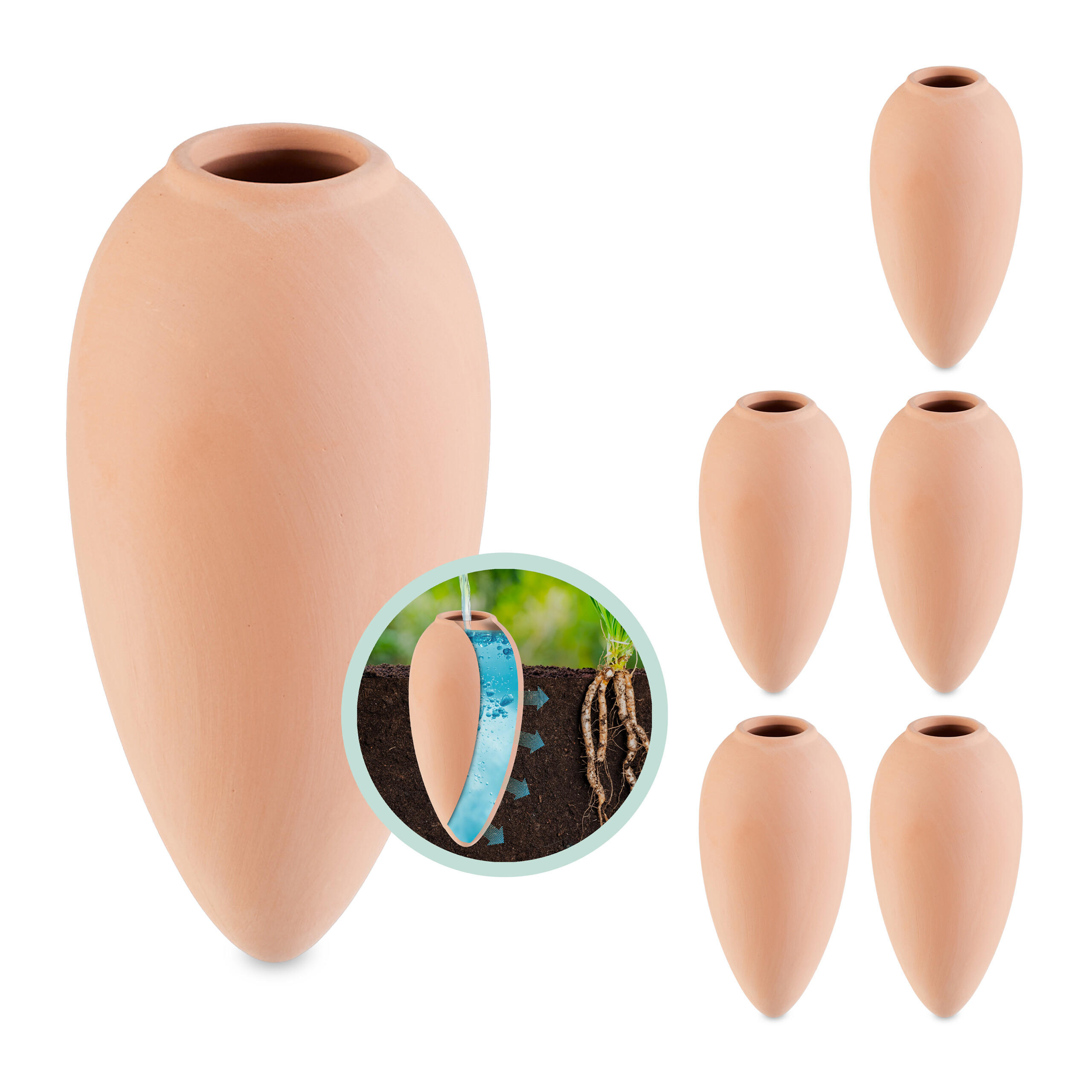 6XTONKEGEL - Hellbraun, Keramik (6/12.5/6cm) - Relaxdays
