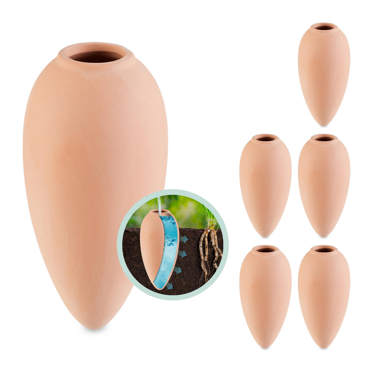 6XTONKEGEL - Hellbraun, Keramik (6/12.5/6cm) - Relaxdays