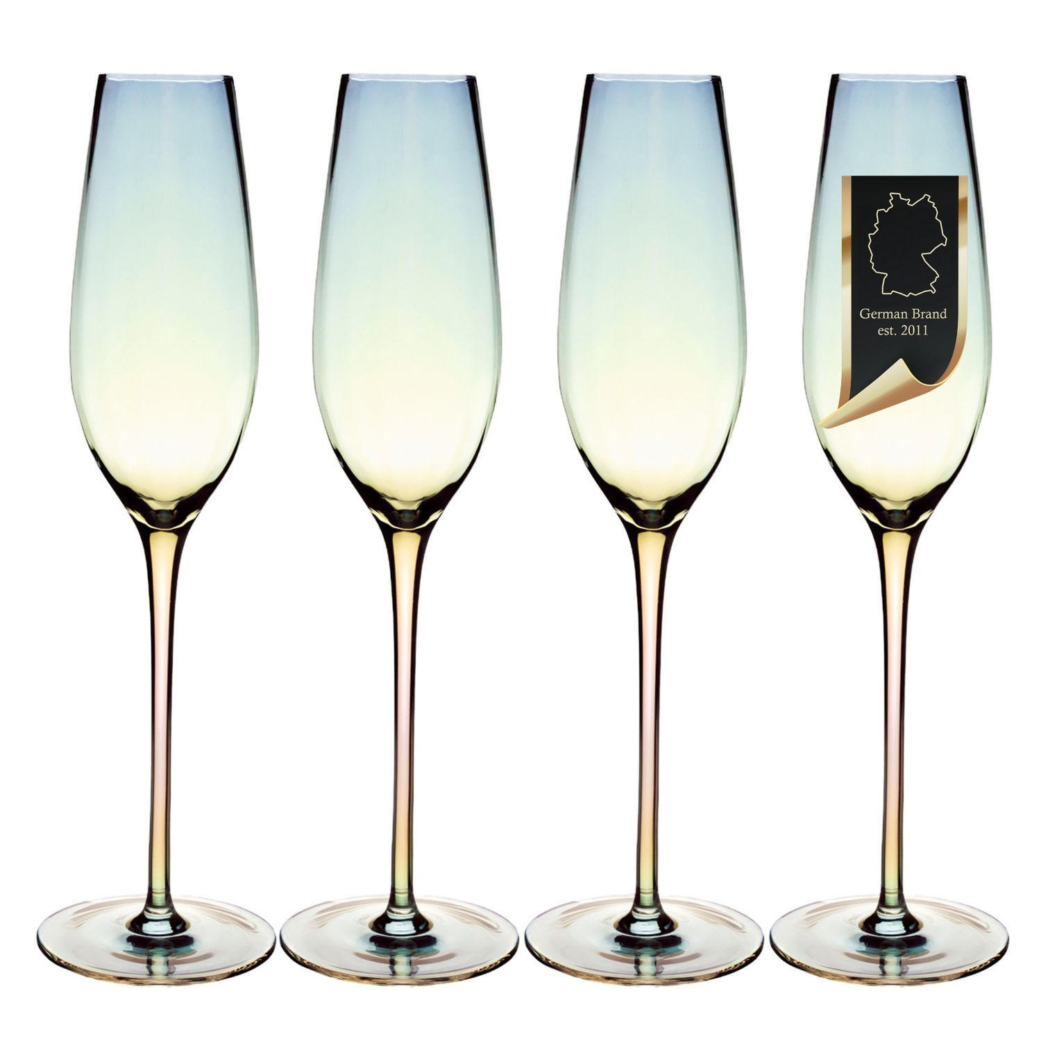 SEKTGLAS-SET 200 ml (4-tlg.) - Transparent, Glas (0.2L) - Intirilife